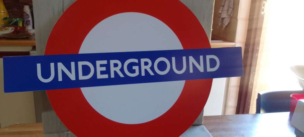 ALL ABOARD,  metal underground sign, 75cm